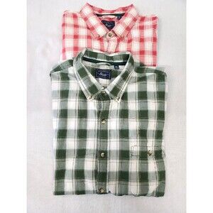 2 GH Bass Shirts Adult 2XL Plaid Short Sleeve Mens